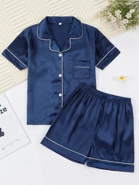 Girls Pajamas, Satin Silky Pjs Set Kids 2Pcs Button-Down Nightwear Sleepwear Gift For Kids