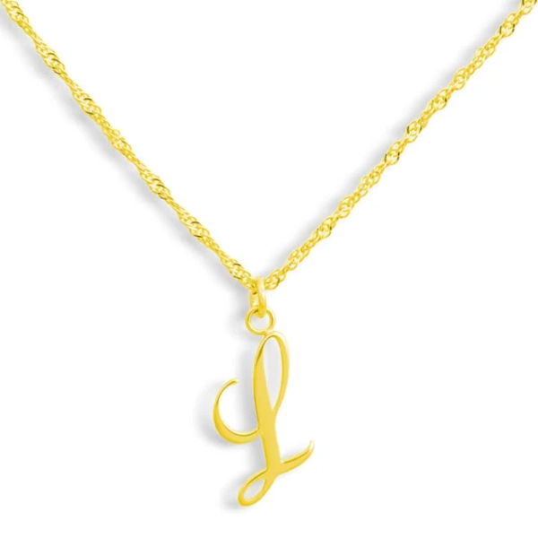 18K Gold Plated Stainless Steel Waterproof Letter L Necklace