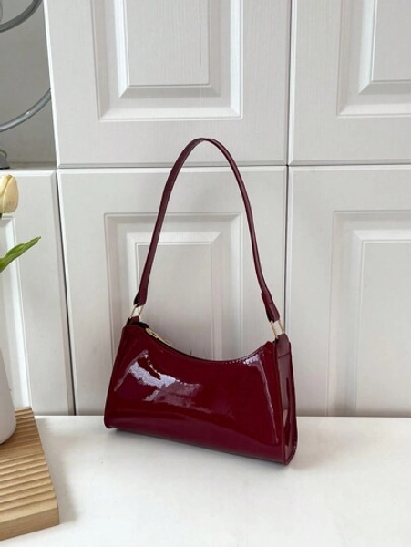 Solid Color Embossed Geometric Pattern Zipper Shoulder Bag, Women's Shoulder Bag, Fashionable Retro Zipper Bag, Casual Waterproof Handbag, Suitable For Teenage Girls, Women, College Students, Young Professionals And Office Ladies. Perfect For Office, Work, Business And Commuting. Best Women's Work Bag, Retro Style Women's Bag. - Size one-size