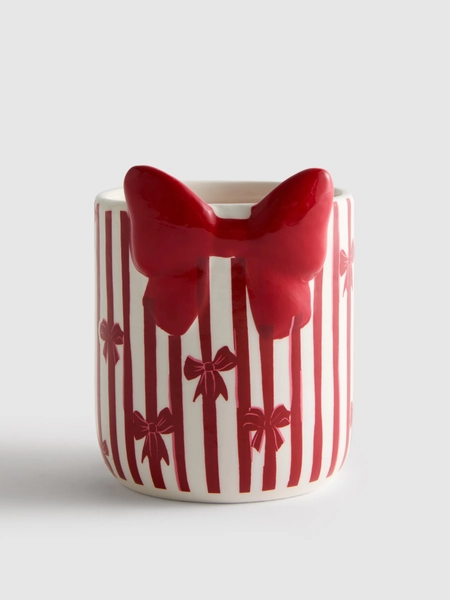 Scented Candle In Ceramic Bow Container