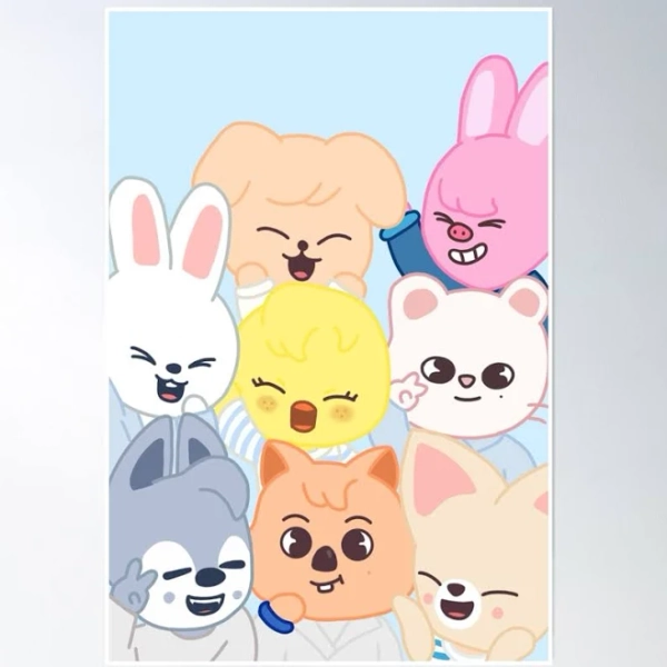 Stray Kids (Skzoo) All Members (2 Kids Room) Stray Kids Poster by LilMissRandom17