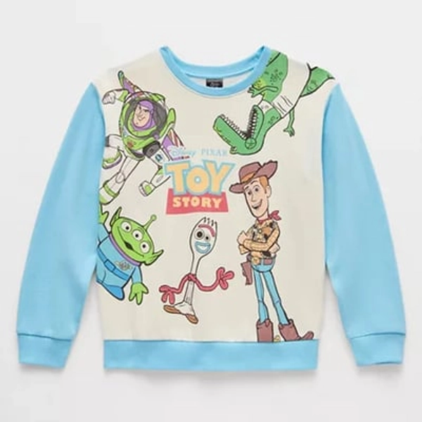 Disney Collection Little & Big Kid Boys Crew Neck Long Sleeve Toy Story Graphic T-Shirt, 9/10, Blue