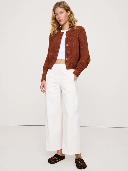 Cotton-Alpaca-Merino Raglan Cardigan