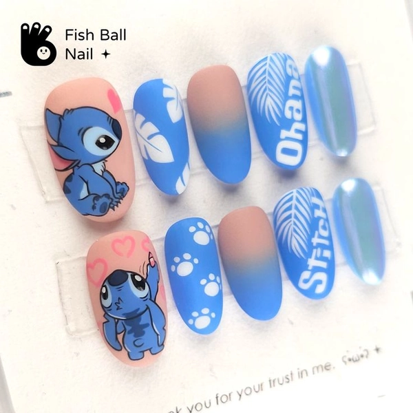 Stitch nail | Fake nails designs, Pretty nails, Best acrylic nails