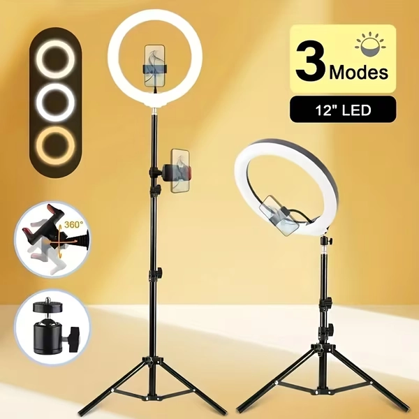 10 12 inch led selfie ring light compatible dual phone - Temu
