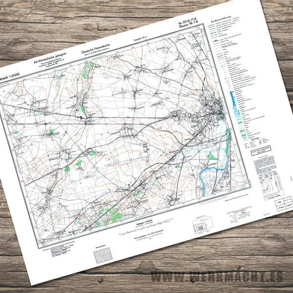 German Military Map - Bayeux 7-8 (Caen 1943)