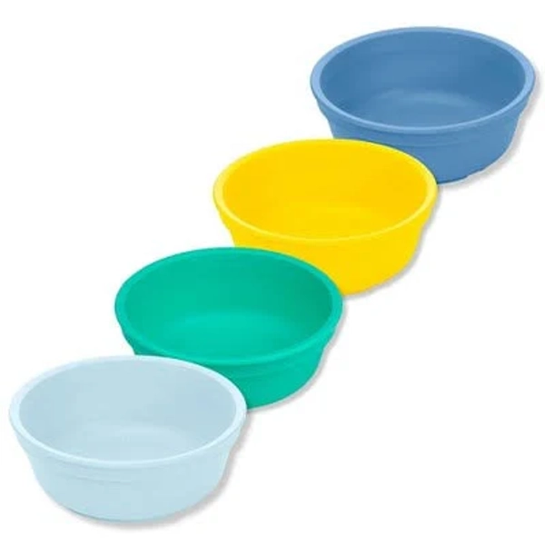 Re-Play 4pc 12 fl oz HDPE Baby Bowls - Cove: BPA-Free Dining Set, Solid Pattern, High-Density Polyethylene