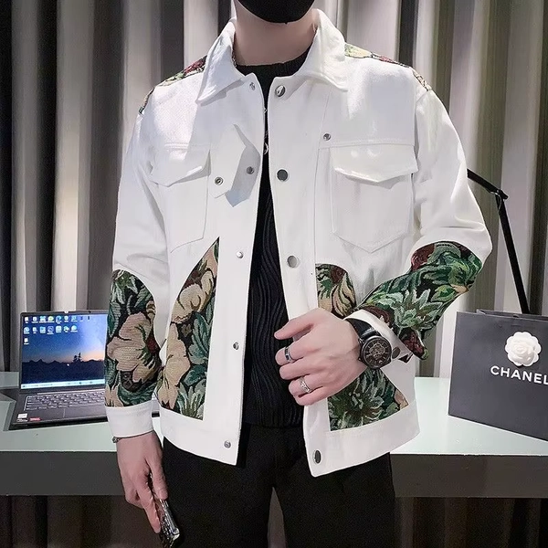 Spring Autumn New Fashion Turn-down Collar Long Sleeve Embroidery Jacket Men's Clothing Trend Korean Casual All-match Loose Tops - AliExpress 200000343