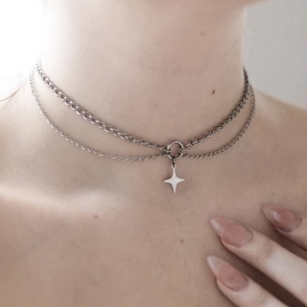 Astral | Layered Dainty Star Necklace | Stainless Steel Celestial Jewelry | Minimalist Alt Necklace | Witchy Everyday Aesthetic Gift