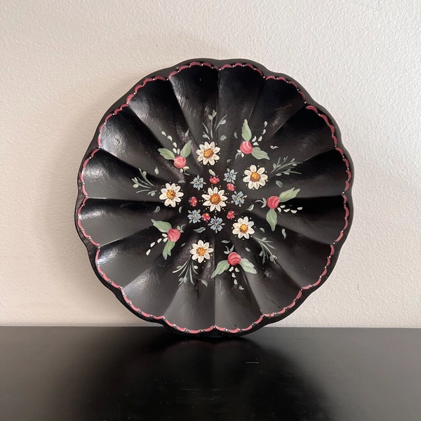 Vintage Hand Painted Floral Wooden Plate - Austrian Toleware Decor - Etsy Australia