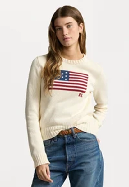FLAG COTTON CREWNECK JUMPER - Strickpullover - cream