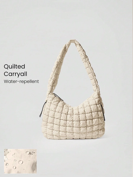 Quilted Water-Resistant Carryall Shoulder Bag