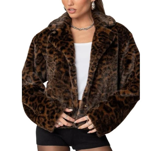 Edikted Women's Lady Leopard Faux Fur Jacket