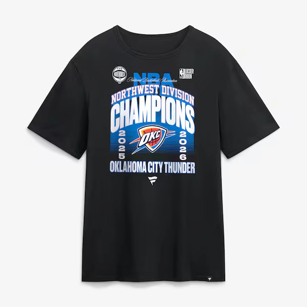 Men's Oklahoma City Thunder  Black 2026 2026 Northwest Division Champions Locker Room T-Shirt