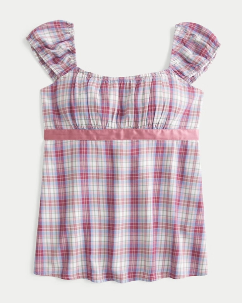 Easy Satin Tie Babydoll Top
