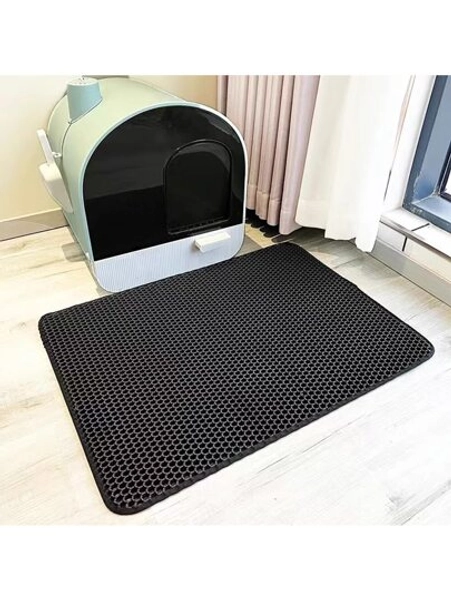 1pc Eva Cat Litter Mat Double Layer Single Opening Water-washable Control Pad For Indoor Home Use - Size XXL(60*90CM)