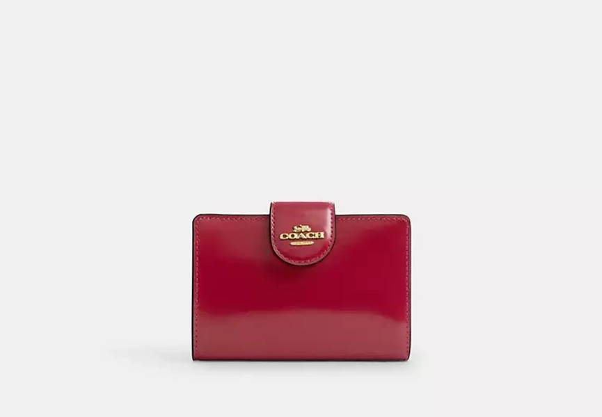 Gold/Ruby Medium Corner Zip Wallet