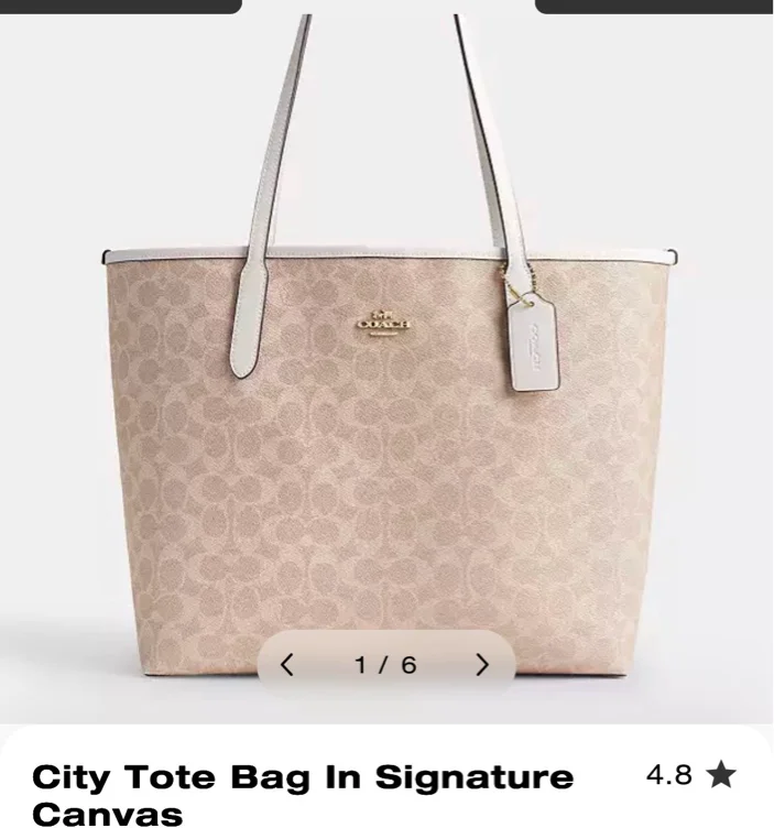 COACH City Tote Bag In Signature Canvas - Beige- Women's Shoes - Beige