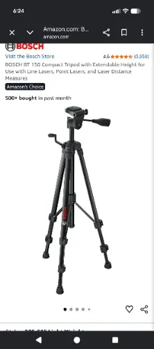 Amazon.com: BOSCH BT 150 Compact Tripod with Extendable Height for Use with Line Lasers, Point Lasers, and Laser Distance Measures : Electronics