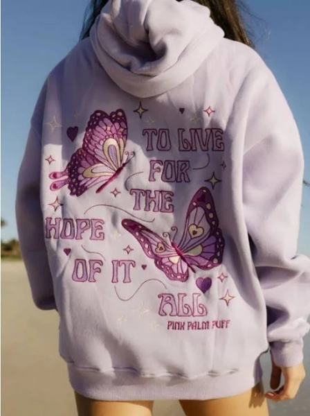 Pink Palm Tree Fluffy Hoodie