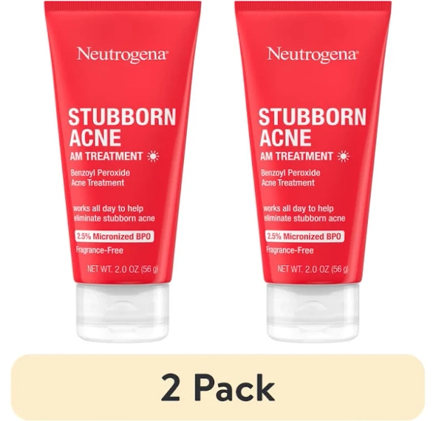 (2 pack) Neutrogena Stubborn Acne AM Treatment with Benzoyl Peroxide, 2.0 oz