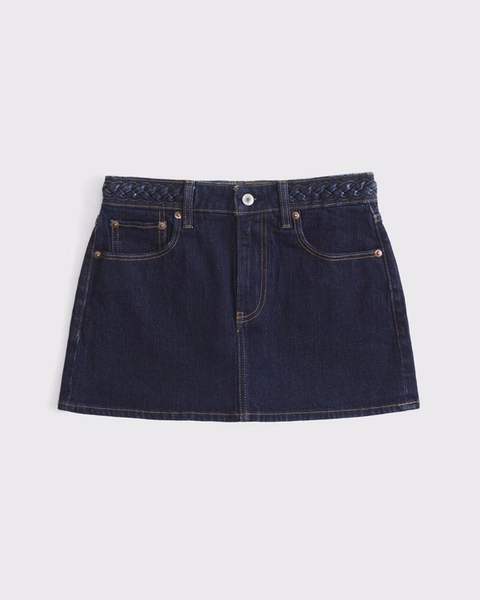 Mid Rise Denim Mini Skort
