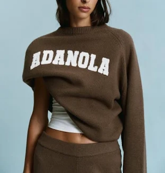 Adanola Women's Varsity Boucle Oversized Knit Sweatshirt