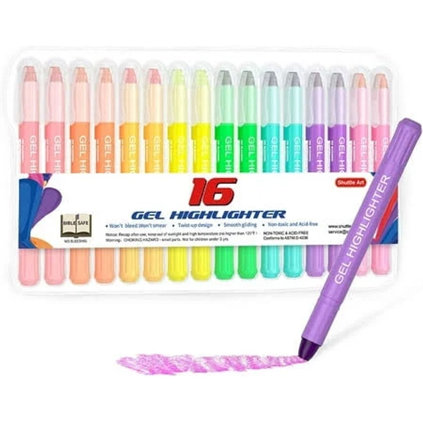 Shuttle Art 16 Pack Gel Highlighter Study Kit