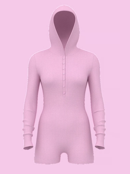 Waﬄe Knit Long-Sleeve Short Onesie