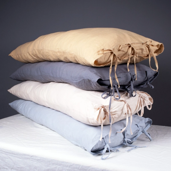 Handmade Linen Body Pillow Cover with Ties | Organic Flax, Christmas Gift for Her