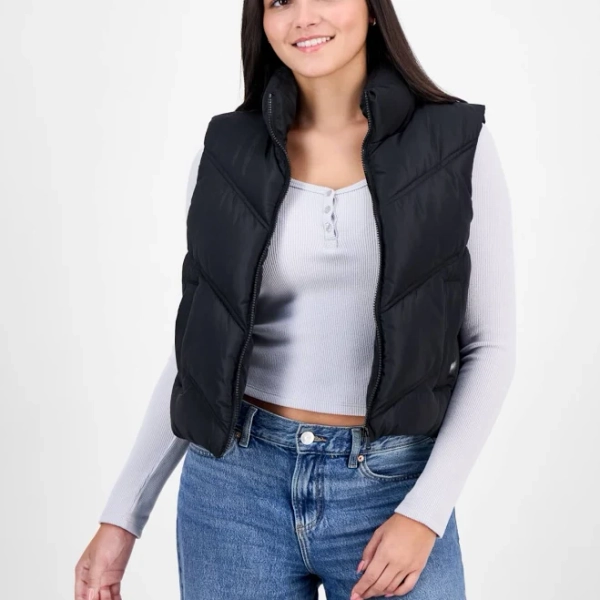 Madden Girl Juniors' Bungee-Hem Mitered Puffer Vest