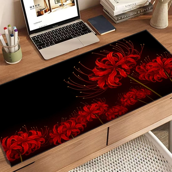 1pc Extra Large Non-Slip Rubber Gaming Mouse Pad, Desk Mat, Gaming Mat, Mouse Pad with Vibrant Red Spider Lily Design - Durable Desktop Mat, Suitable for Home Office and PC Gaming, Perfect Gift, Spacious Tech Desk Mat for Red Spider Lily Enthusiasts
