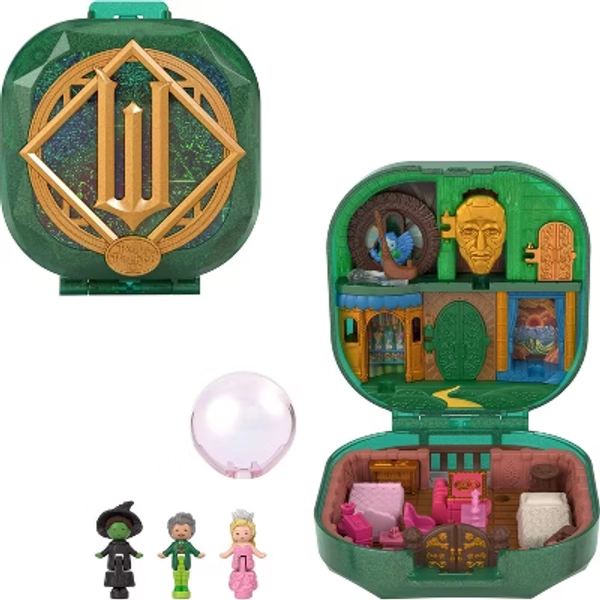 Polly Pocket Micro Dolls and Playset, Collector Wicked Compact with Hat and Bubble Accessories