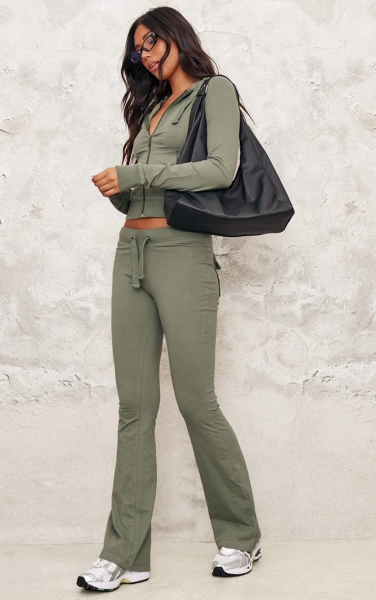 Sea Green Low Rise Skinny Flare Trousers