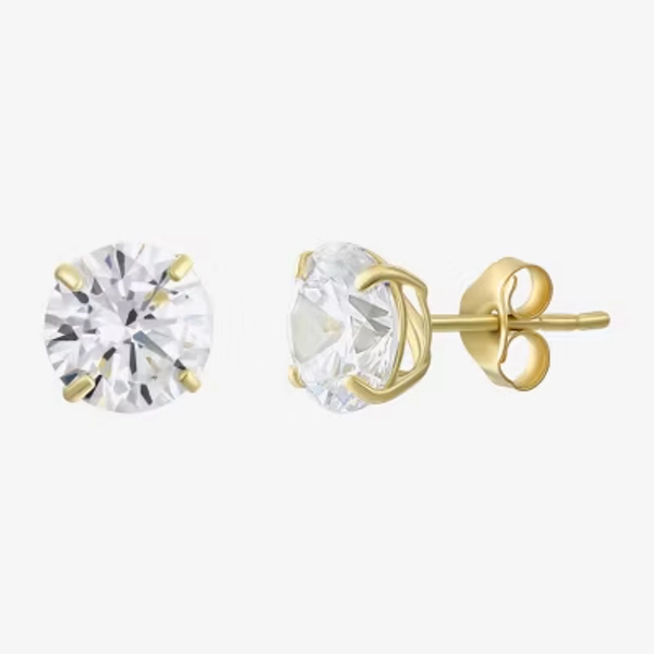 Cubic Zirconia 10K Gold 6mm Stud Earrings
