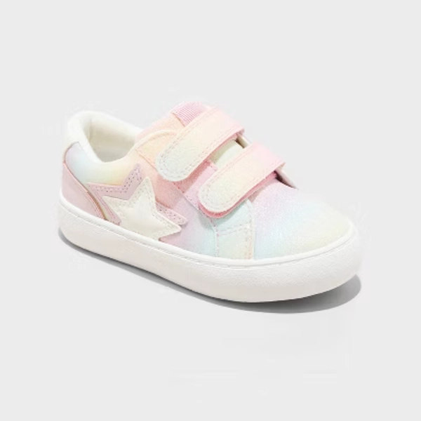 Toddler Sora Glitter Sneakers - Cat & Jack™ 10T: Adjustable Hook and Loop Strap, Star Pattern, Closed Round Toe, Medium Width