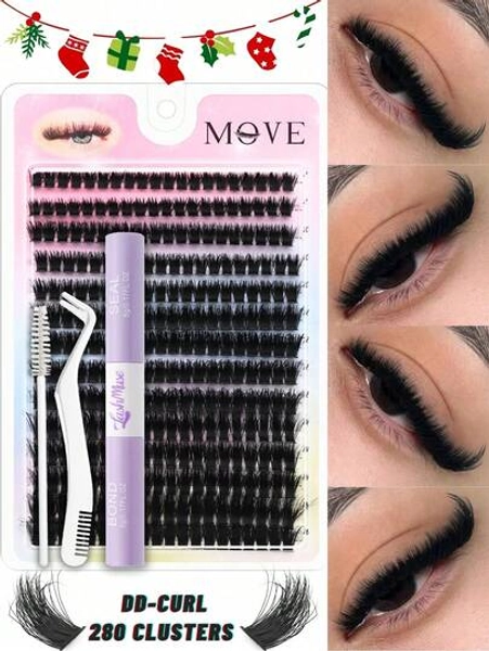 2-Box Mega Value Cluster Lash Set – 560PCS D Curl Wispy Individual Lashes, Fluffy Natural False Eyelash Clusters, Soft & Lightweight DIY Lash Extension Kit, Beginner-Friendly & Quick 3s Application, Perfect For Daily Makeup, Wedding, Party, Christmas, Valentine's, Halloween, Thanksgiving & Birthday Gifts