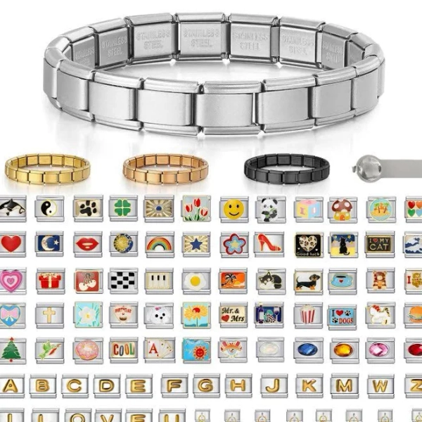 Stainless Steel Adjustable Italian Charm Bracelet