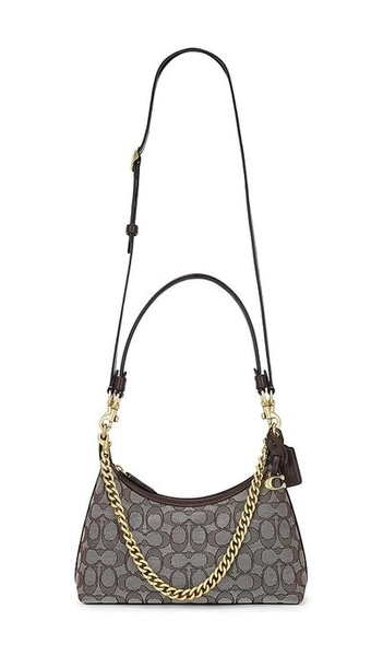 Coach Signature Jacquard Juliet Shoulder Bag 25 Oak Maple in Taupe.