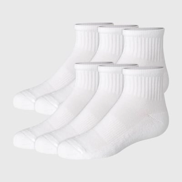 Hanes Girls' 6pk Pure Comfort Organic Cotton Ankle Socks - White S