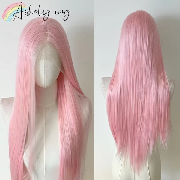 Light Pink Wig for Women 13x4 Lace Front Wig 26inch Long Straight Synthetic Wigs Soft Natural Heat-resistant Fiber Cosplay Wig - AliExpress 