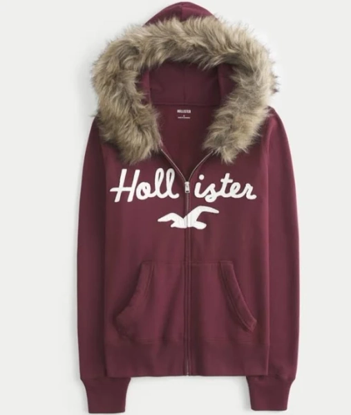 Hollister Women's Removable Logo Graphic Zip Up Hoodie