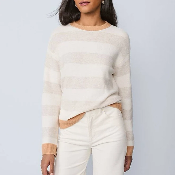Ann Taylor Women's Weekend Collection Striped Crew Neck Sweater