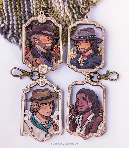 Arthur, John, Sadie, & Charles Portraits / Wood Charm