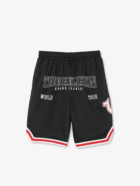 BOYS ARCHED LOGO MESH SHORT