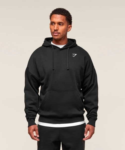 Gymshark Crest Oversized Hoodie - Black
