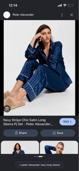 Navy Stripe Chic Satin Long Sleeve Pj Set  Navy Stripe - Peter Alexander Online