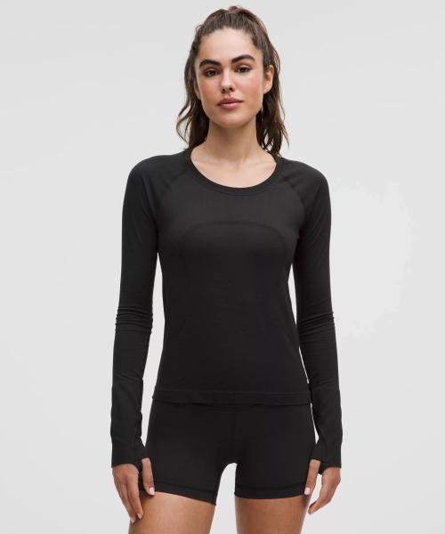Swiftly Tech Long-Sleeve Shirt 2.0 *Waist Length - Black/Black - 16