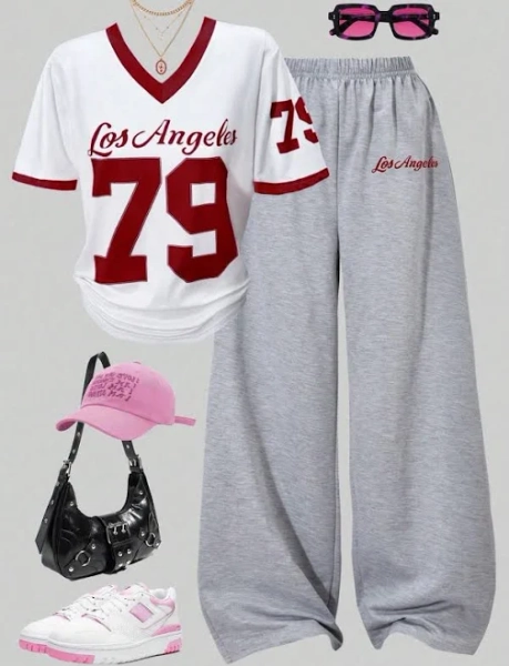 SHEIN Teens Numeric Print Two-Piece Set
