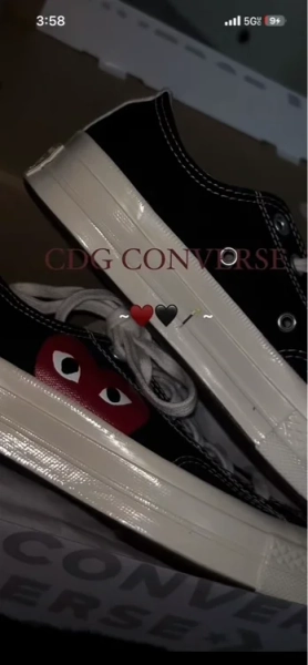 Comme des Garçons PLAY CdG PLAY x Converse Men's Chuck Taylor All Star One Heart Low-Top Sneakers - Black - Size 10